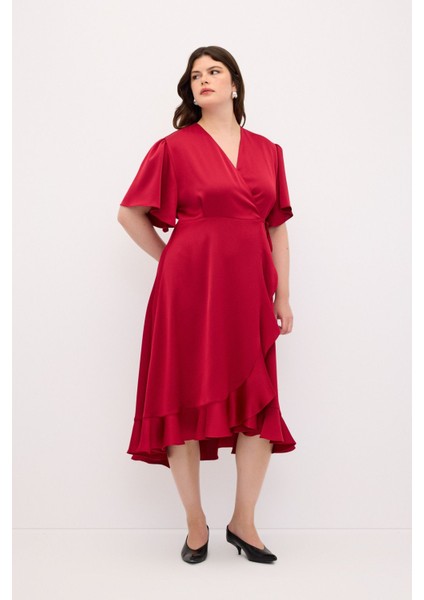 Kruvaze Volanlı Elbise