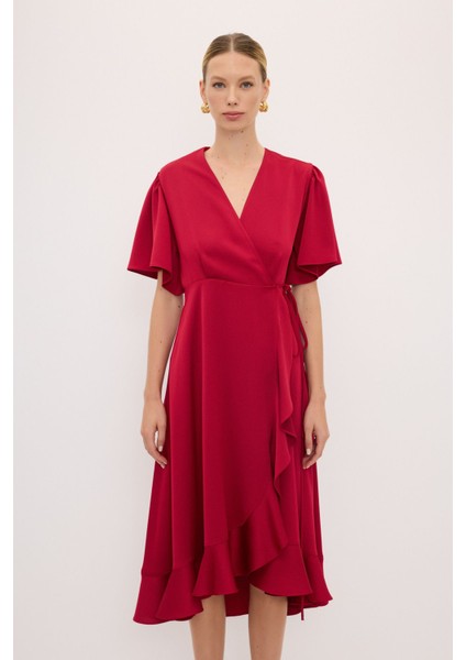 Kruvaze Volanlı Elbise indirimleri