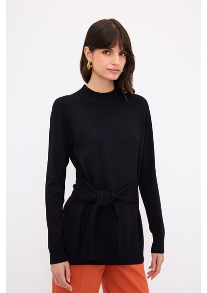 Bağlama Detaylı Triko Kazak Siyah 13944053000