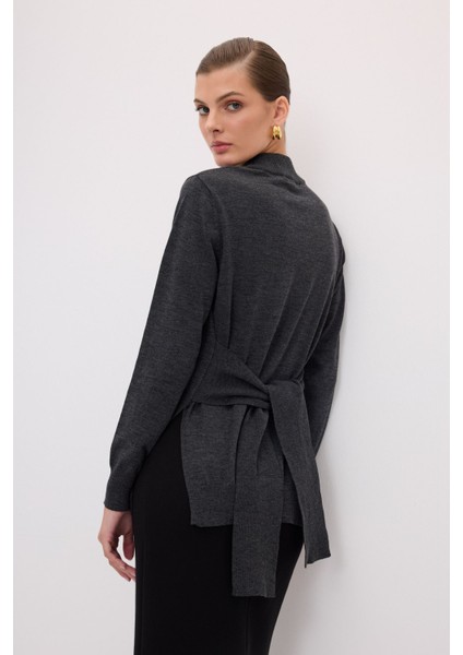 Bağlama Detaylı Triko Kazak Antrasit 13944053000