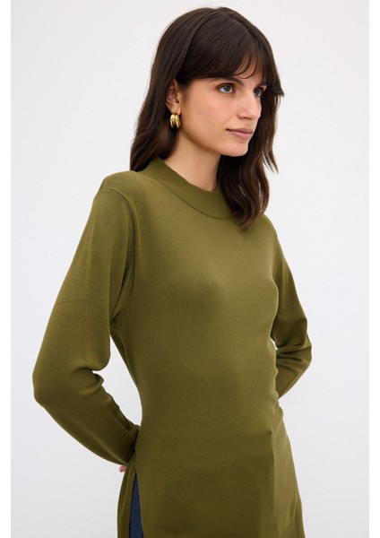 Bağlama Detaylı Triko Kazak Haki 13944053000 fırsatları