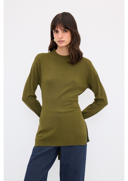 Bağlama Detaylı Triko Kazak Haki 13944053000 indirimleri