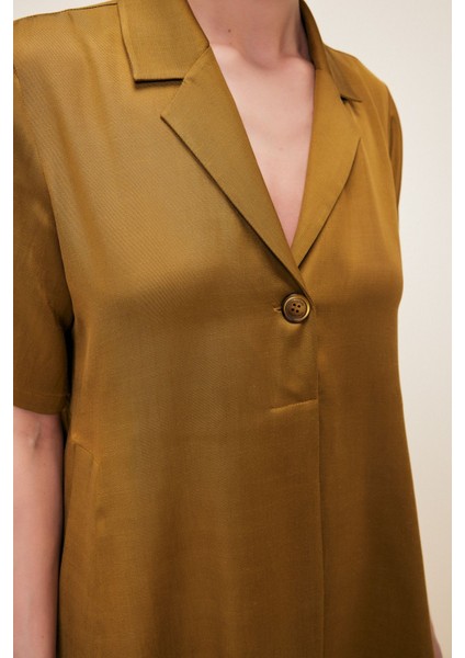 V Yaka Elbise Olive 124L8378001