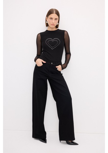 Garnili Denim Pantolon Siyah 153M2049001 fırsatları