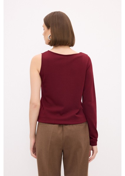 Kayık Yaka Triko Kazak Bordo 139M2114000 fırsatları