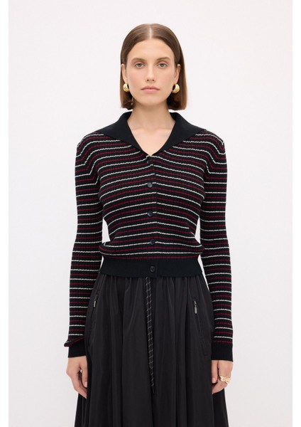 Moda Tutkusu Çizgili Triko Kazak