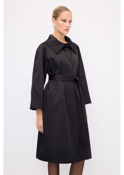 Mert Aslan Kuşaklı Saten Trenchcoat indirimleri