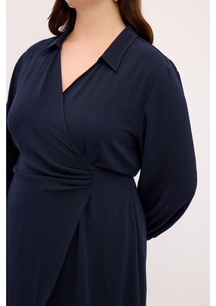 V Yaka Elbise Lacivert 124L9271000 modelleri