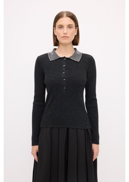 Polo Yaka Triko Kazak Siyah 139M2115000