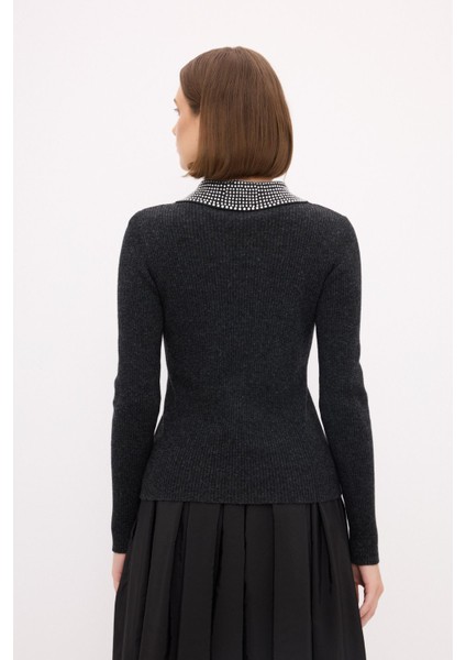 Polo Yaka Triko Kazak Siyah 139M2115000 indirimleri