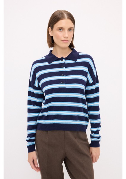 Polo Yaka Triko Kazak Lacivert 139M2113000 fırsatları