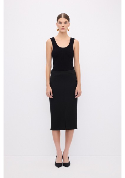 Yırtmaçlı Kalem Etek Siyah 12744298000 fırsatları