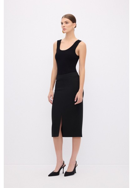 Yırtmaçlı Kalem Etek Siyah 12744298000 indirimleri