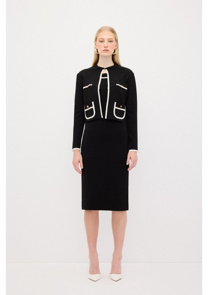 Düğme Detaylı Triko Hırka Siyah 13444361000 modelleri