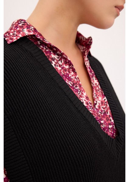 V Yaka Yandan Bağlamalı Triko Süveter Antrasit 167L8328002 fiyatları