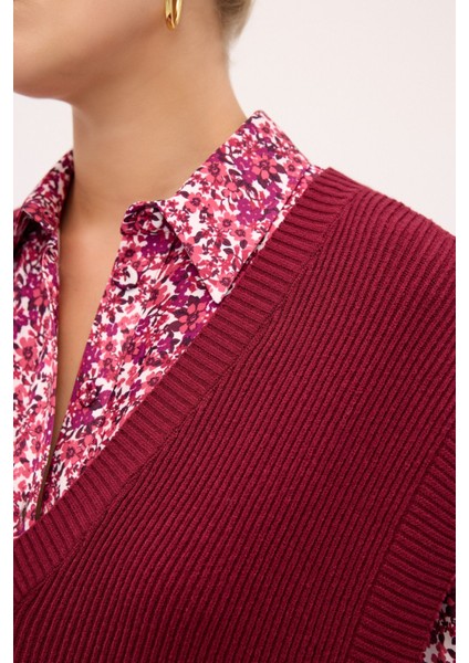 V Yaka Yandan Bağlamalı Triko Süveter Antrasit 167L8328002 fiyatları