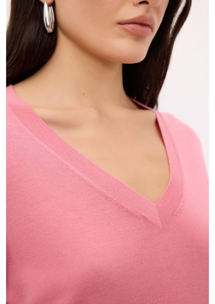 V Yaka Yün Triko Kazak Pudra 139L9090000 fiyatları