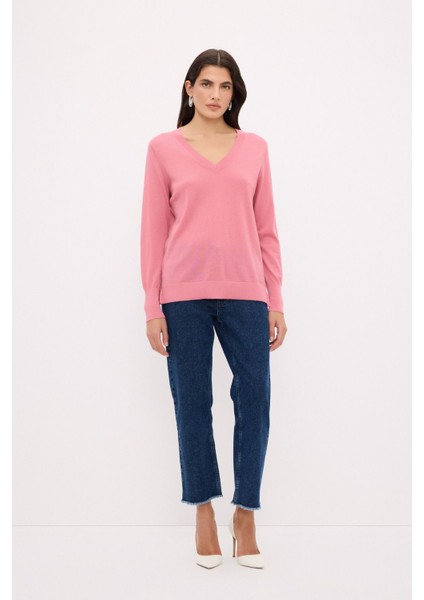 V Yaka Yün Triko Kazak Pudra 139L9090000 modelleri