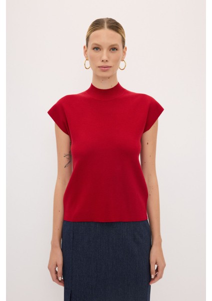 Boğazlı Kısa Kol Triko Kazak Bordo 139L9091000