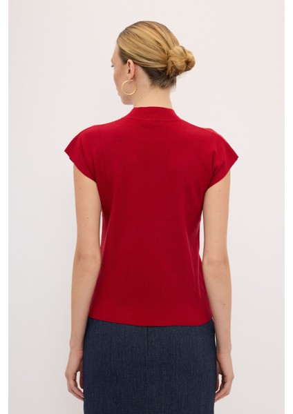 Boğazlı Kısa Kol Triko Kazak Bordo 139L9091000 fırsatları