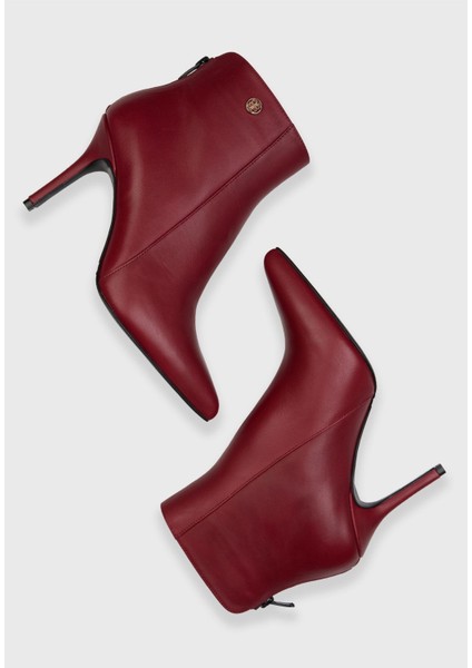 Deri Logo Detaylı Bot Bordo 11644359000 modelleri