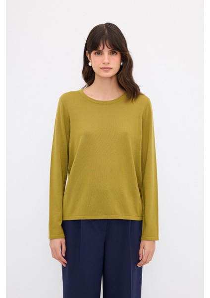 Bisiklet Yaka Yün Triko Kazak Olive 13943162001