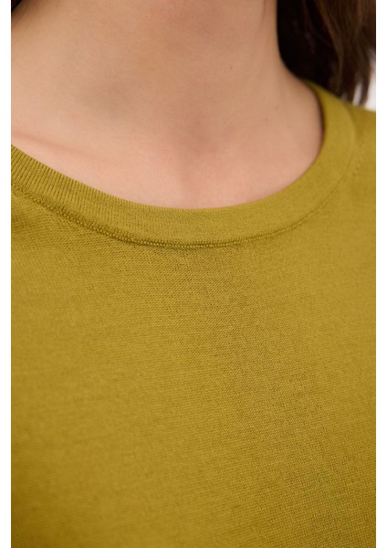 Bisiklet Yaka Yün Triko Kazak Olive 13943162001