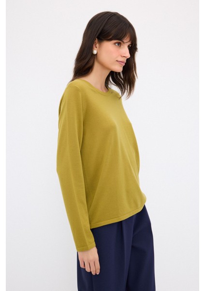 Bisiklet Yaka Yün Triko Kazak Olive 13943162001