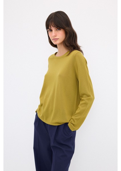 Bisiklet Yaka Yün Triko Kazak Olive 13943162001