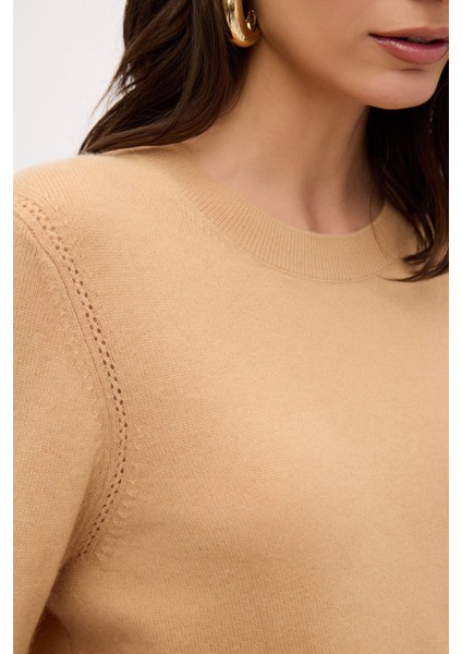 Bisiklet Yaka Kaşmir Karışımlı Triko Kazak Camel 13943225001 fiyatları