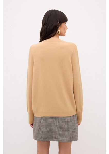 Bisiklet Yaka Kaşmir Karışımlı Triko Kazak Camel 13943225001 fırsatları