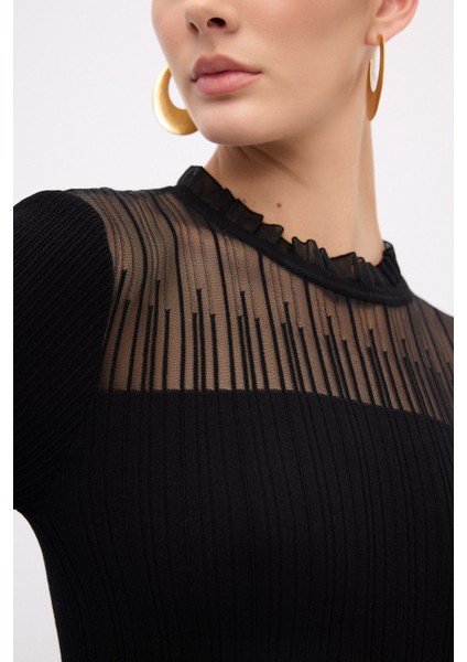 Yaka Detaylı Triko Kazak Siyah 13944610000 fiyatları