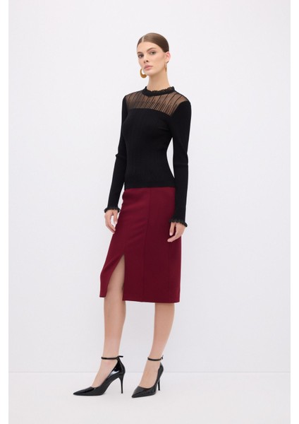 Yaka Detaylı Triko Kazak Siyah 13944610000 indirimleri