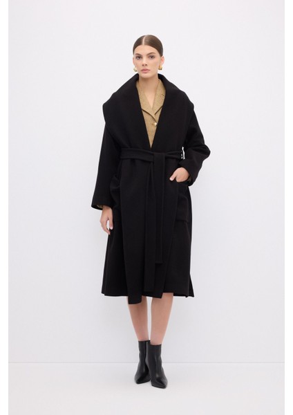 Şal Yaka Kaban Siyah 13644227000