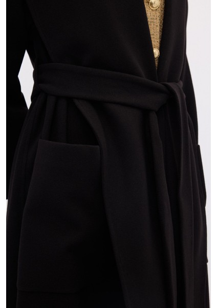 Şal Yaka Kaban Siyah 13644227000 modelleri