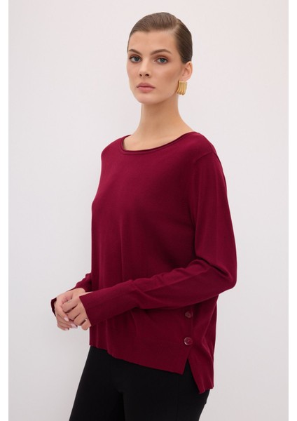 Basic Oversize Triko Kazak Bordo 13944047000 indirimleri