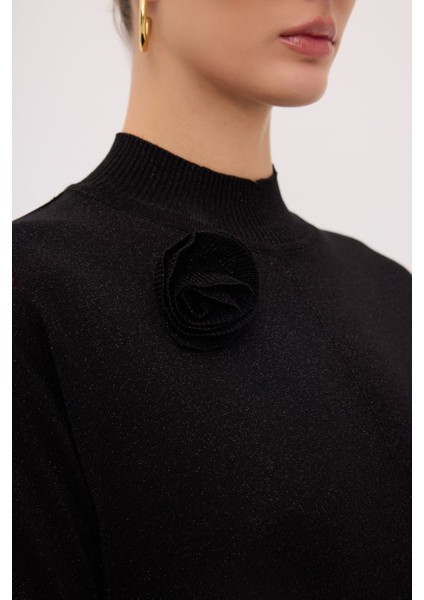 Çiçek Detaylı Triko Kazak Siyah 13944513000 fiyatları