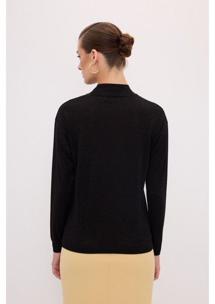 Çiçek Detaylı Triko Kazak Siyah 13944513000 indirimleri