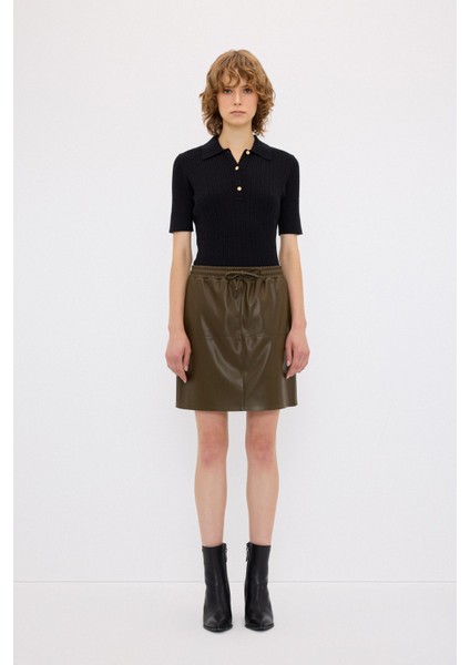 Beli Lastikli Deri Etek Olive 12743140001