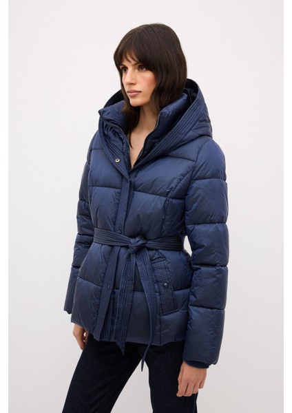 Kuşaklı Şişme Mont Lacivert 15244075000