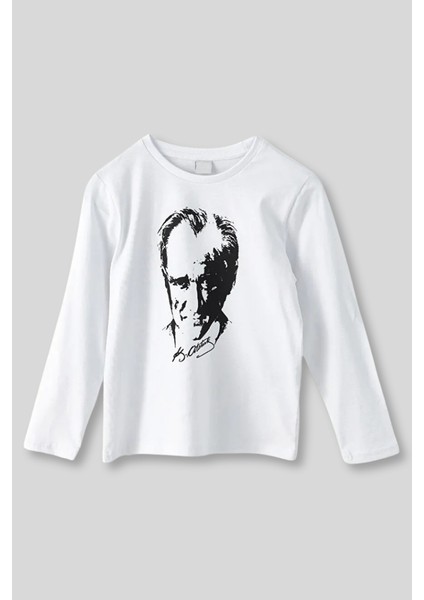 Çocuk Atatürk Baskılı Uzun Kollu Beyaz Body 13 Yaş
