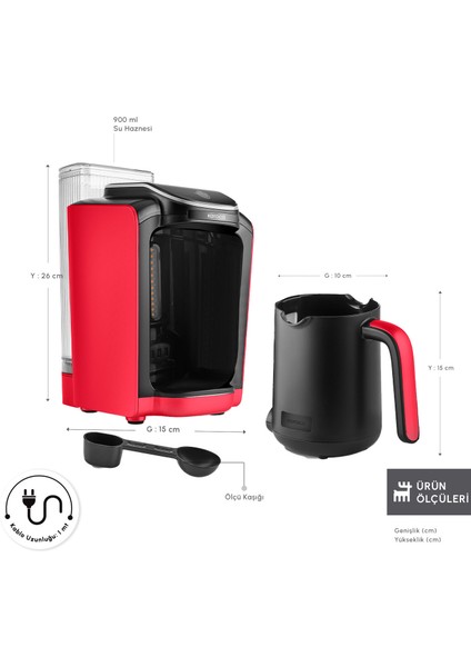 Hatır Otomatik Su Alma Hazneli Türk Kahve Makinesi Imperial Red