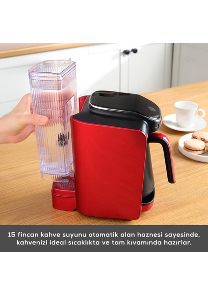 Hatır Otomatik Su Alma Hazneli Türk Kahve Makinesi Imperial Red