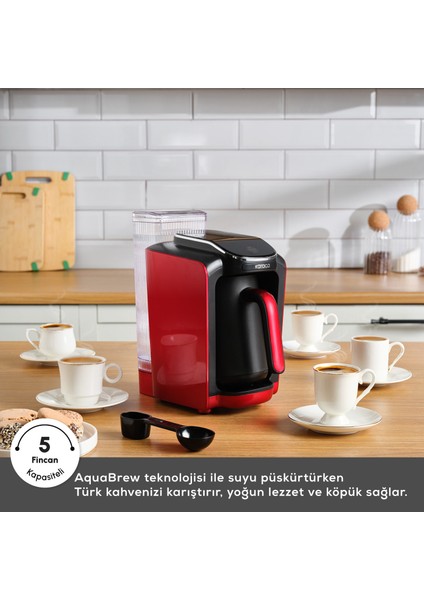 Hatır Otomatik Su Alma Hazneli Türk Kahve Makinesi Imperial Red