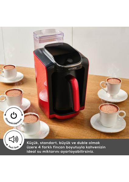 Hatır Otomatik Su Alma Hazneli Türk Kahve Makinesi Imperial Red