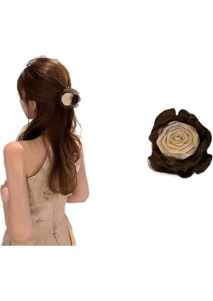 Kumaş Çiçek Köpekbalığı Klipsi Saç Tokası (Yurt Dışından)