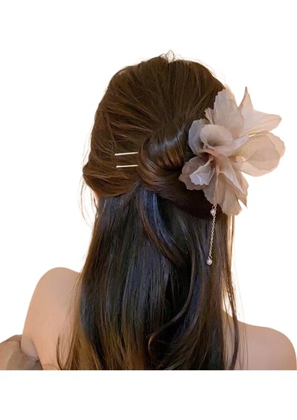 Kumaş Çiçek Köpekbalığı Klipsi Saç Tokası (Yurt Dışından)