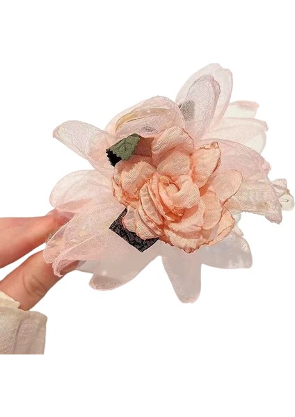 Kumaş Çiçek Köpekbalığı Klipsi Saç Tokası (Yurt Dışından)