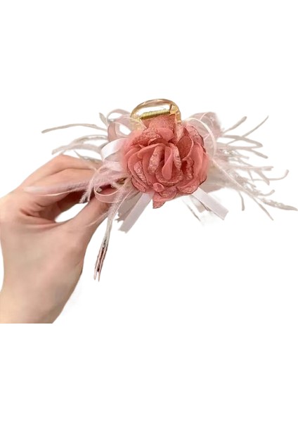 Kumaş Çiçek Köpekbalığı Klipsi Saç Tokası (Yurt Dışından)