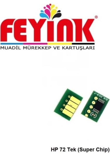 ® Hp 72 Tüm Rekleri Resetleyebilen Tek Çip (Süper Çip) (G-Pk-Mk-Y-M-C) T610/T770/T790/T795/T1300/T2300 Chip